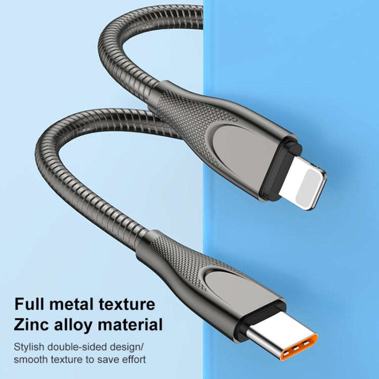 ADC-009 USB to USB-C / Type-C Zinc Alloy Hose Fast Charging Data Cable, Cable Length: 1m (Silver)