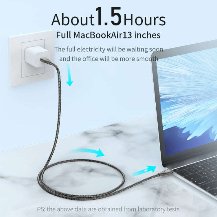 ADC-009 USB to USB-C / Type-C Zinc Alloy Hose Fast Charging Data Cable, Cable Length: 1m (Silver)