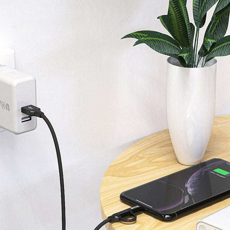 IVON CA52 2.4A USB to Type-C + Micro USB 2 in 1 Charging Sync Data Cable, Length: 1m (Silver)