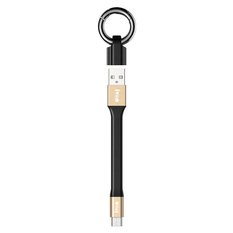 IVON CA90 3.1A Max USB to USB-C / Type-C Portable Data Cable with Ring, Length: 14.5cm (Champagne...