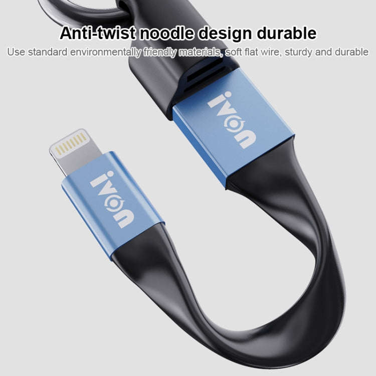 IVON CA90 3.1A Max USB to USB-C / Type-C Portable Data Cable with Ring, Length: 14.5cm (Champagne...