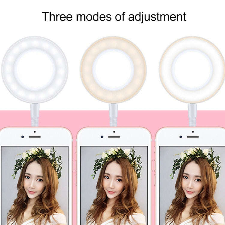 Universal Cell Phone Holder Bracket Selfie Ring Light with Microphone Clip & 3-Color Light Adjust...
