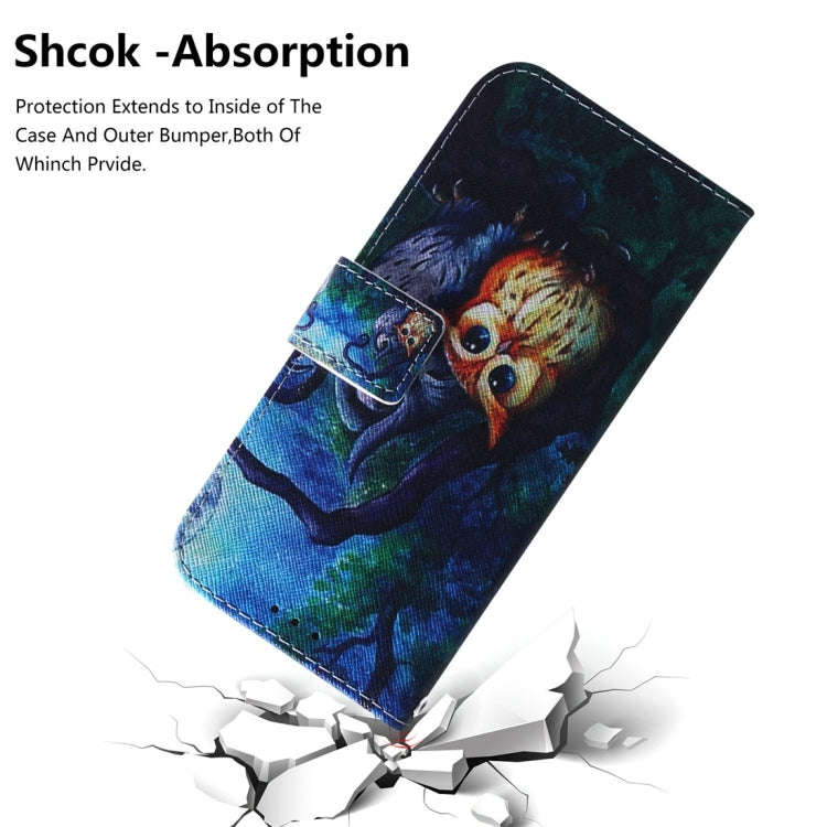 Oil Painting Owl Pattern Coloured Drawing Horizontal Flip Leather Case for Sony Xperia 10, with H...