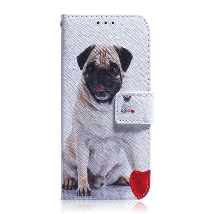 Pug Pattern Coloured Drawing Horizontal Flip Leather Case for Sony Xperia 10 Plus, with Holder & ...
