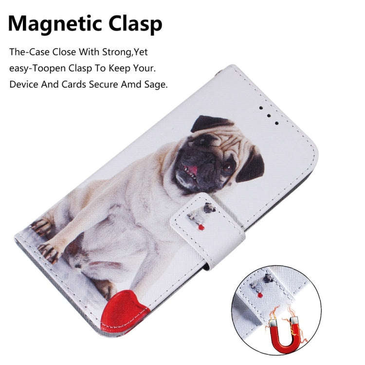 Pug Pattern Coloured Drawing Horizontal Flip Leather Case for Sony Xperia 10 Plus, with Holder & ...