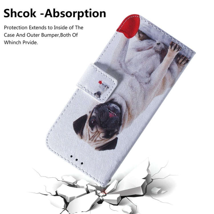 Pug Pattern Coloured Drawing Horizontal Flip Leather Case for Sony Xperia 10 Plus, with Holder & ...