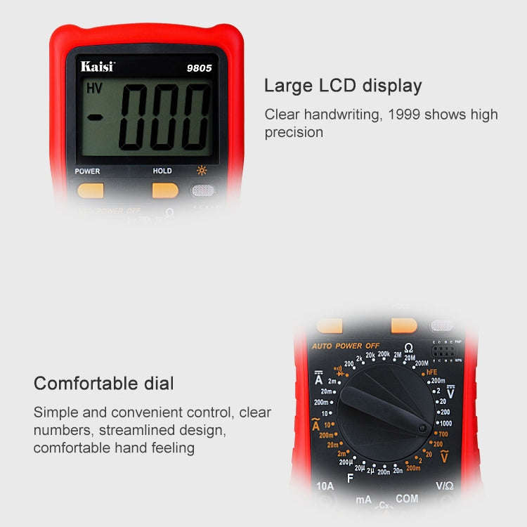 Kaisi 9805 Anti-burning Multifunctional Digital Universal Multimeter Auto-Range Digital Multimeter