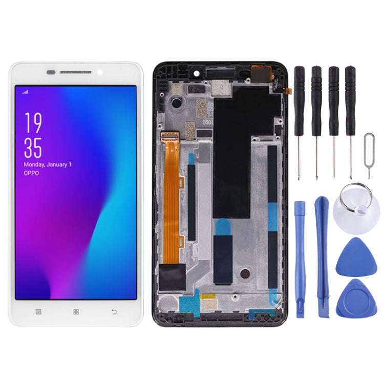 OEM LCD Screen for Lenovo A5000 Digitizer Full Assembly with Frame(White)