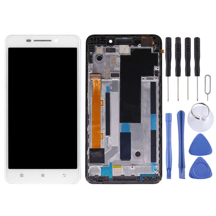 OEM LCD Screen for Lenovo A5000 Digitizer Full Assembly with Frame(White)