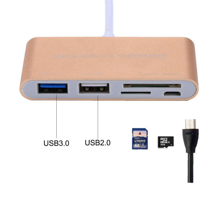 5 in 1 Micro SD + SD + USB 3.0 + USB 2.0 + Micro USB Port to USB-C / Type-C OTG COMBO Adapter Car...