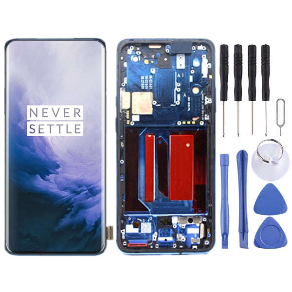 For OnePlus 7 Pro LCD Screen Digitizer Full Assembly with Frame (Blue)