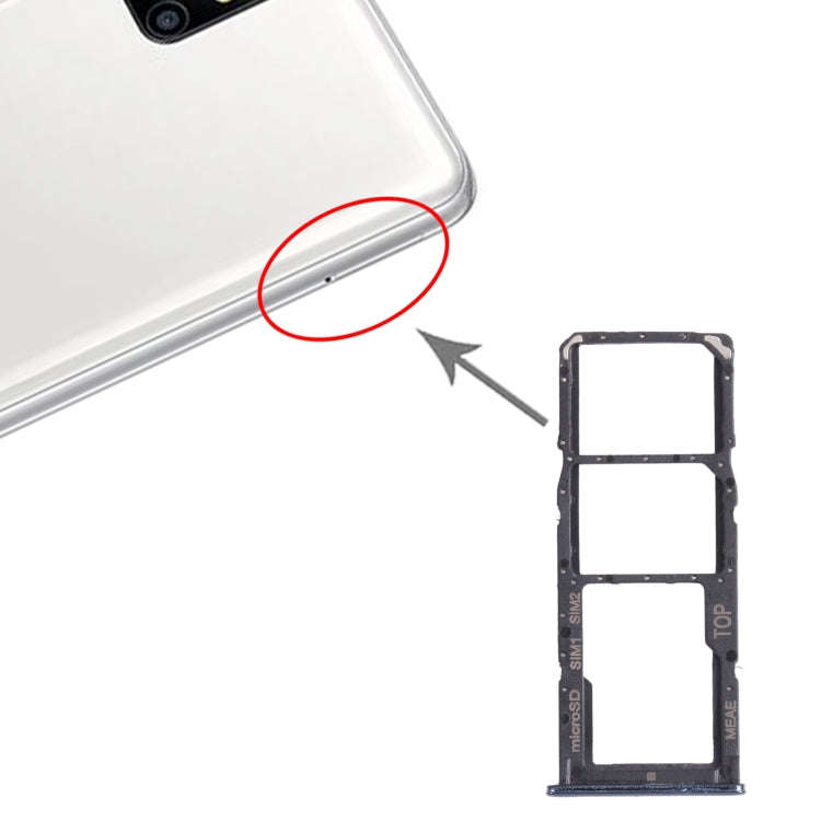 For Samsung Galaxy M51 SM-M515 SIM Card Tray + SIM Card Tray + Micro SD Card Tray (Black)
