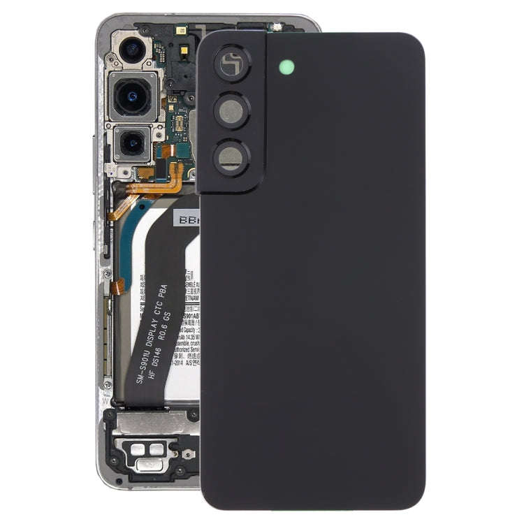 For Samsung Galaxy S22 5G SM-S901B Battery Back Cover with Camera Lens Frame (Black)
