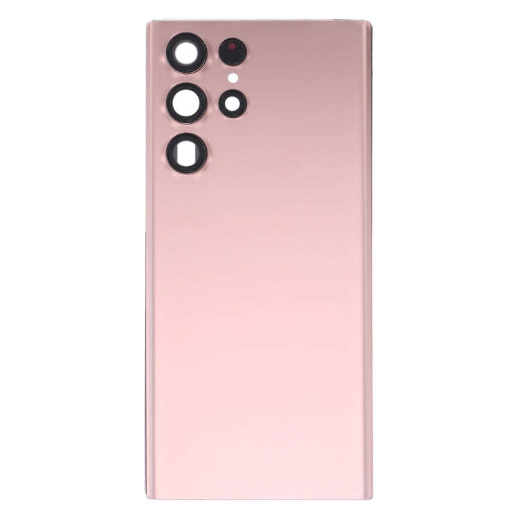 For Samsung Galaxy S22 Ultra 5G SM-S908B Battery Back Cover with Camera Lens Frame (Pink)