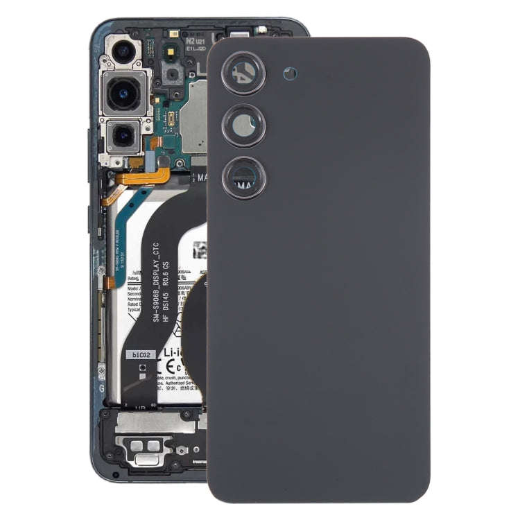 For Samsung Galaxy S23 SM-S911B OEM Glass Battery Back Cover with Camera Lens Frame(Black)