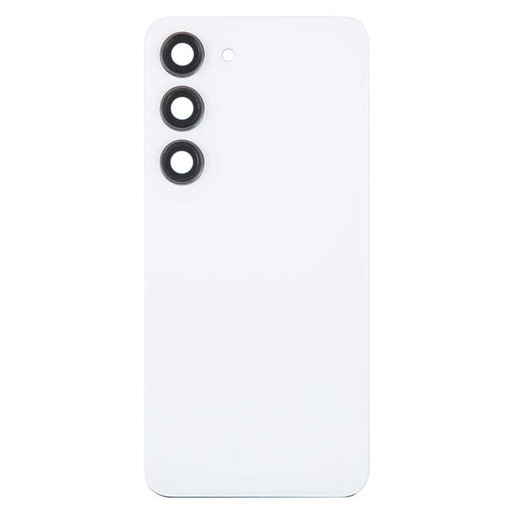 For Samsung Galaxy S23 SM-S911B OEM Glass Battery Back Cover with Camera Lens Frame(White)