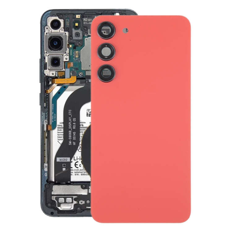 For Samsung Galaxy S23+ SM-S916B OEM Glass Battery Back Cover with Camera Lens Frame(Red)