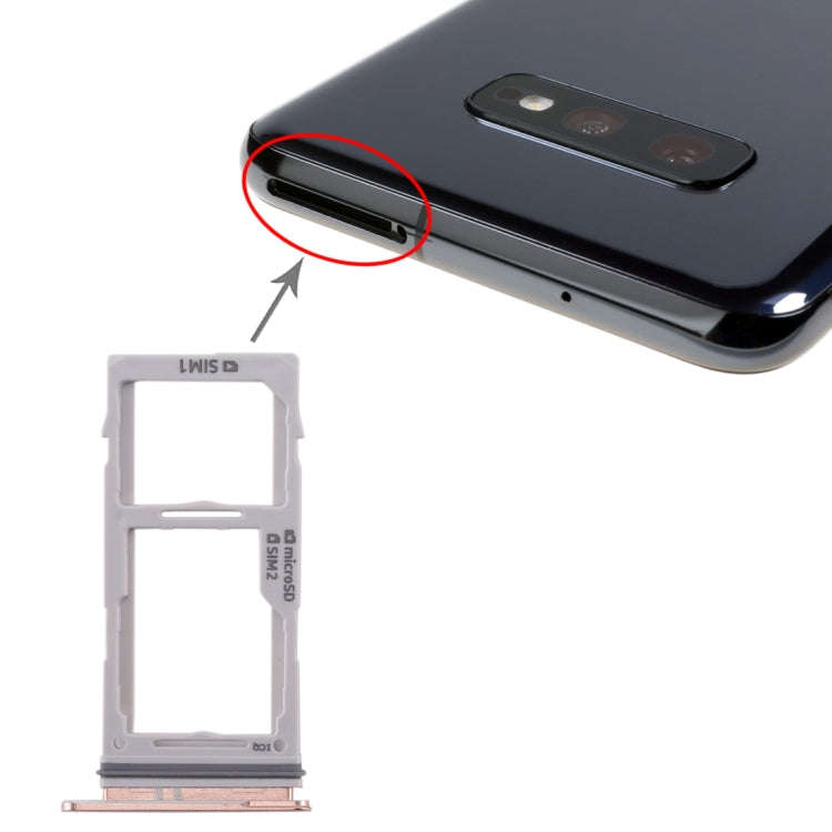 For Galaxy S10+ / S10 / S10e SIM Card Tray + SIM Card Tray / Micro SD Card Tray(Rose Gold)