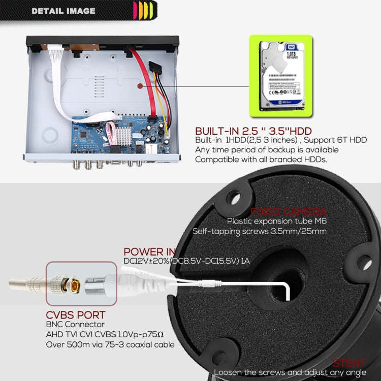 A4B5 4 Channel 720P 1.0 Mega Pixel 4 x Bullet AHD Cameras AHD DVR Kit, Support Night Vision / Mot...