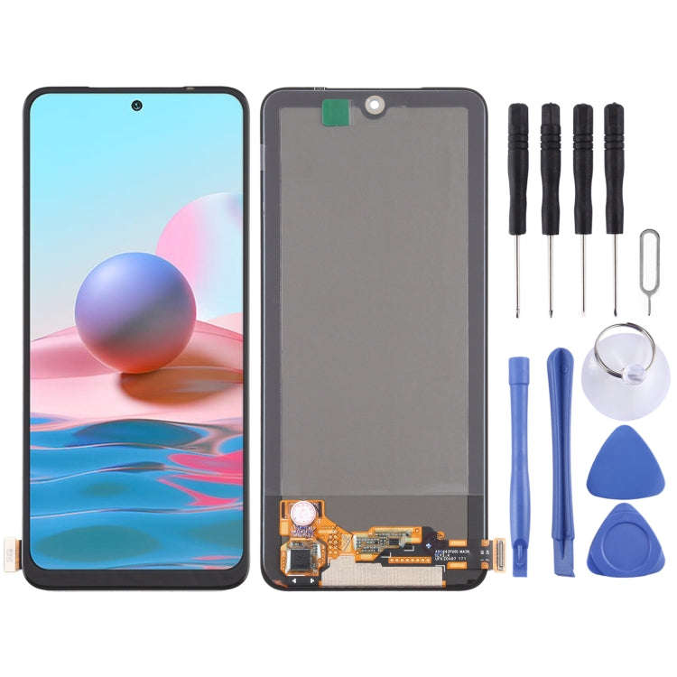 Original AMOLED Material LCD Screen and Digitizer Full Assembly for Xiaomi Redmi Note 10 4G / Red...
