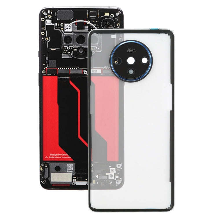 For OnePlus 7T Battery Back Cover with Camera Lens Frame (Transparent)