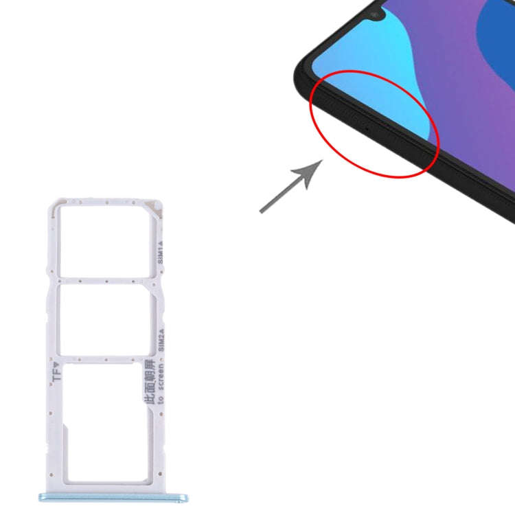 SIM Card Tray + SIM Card Tray + Micro SD Card Tray for Honor 9A(Blue)