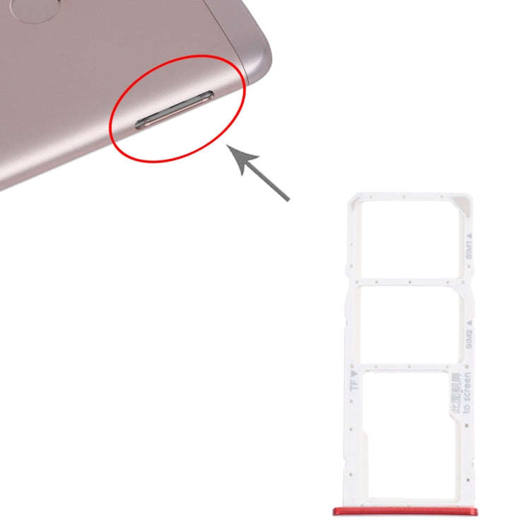 SIM Card Tray + SIM Card Tray + Micro SD Card Tray for Honor 7C (Red)