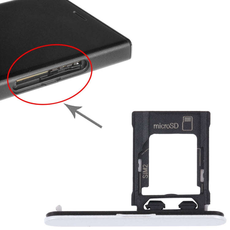 For Sony Xperia XZ1 Compact Original SIM Card Tray + Micro SD Card Tray (Silver)