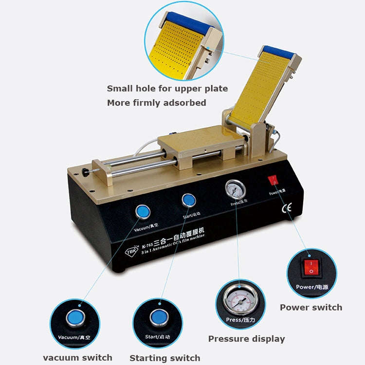 TBK-765 3 in1 Automatic OCA Laminating Machine LCD Touch Screen Air Compressor Machine Built-in V...