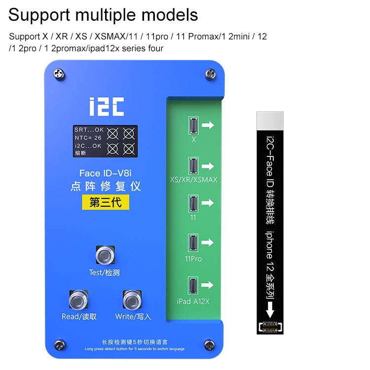 i2C IFace-V8i 3rd Face ID Dot Matrix Projection Repair Programmer With Flex Cable For iPhone X-12...