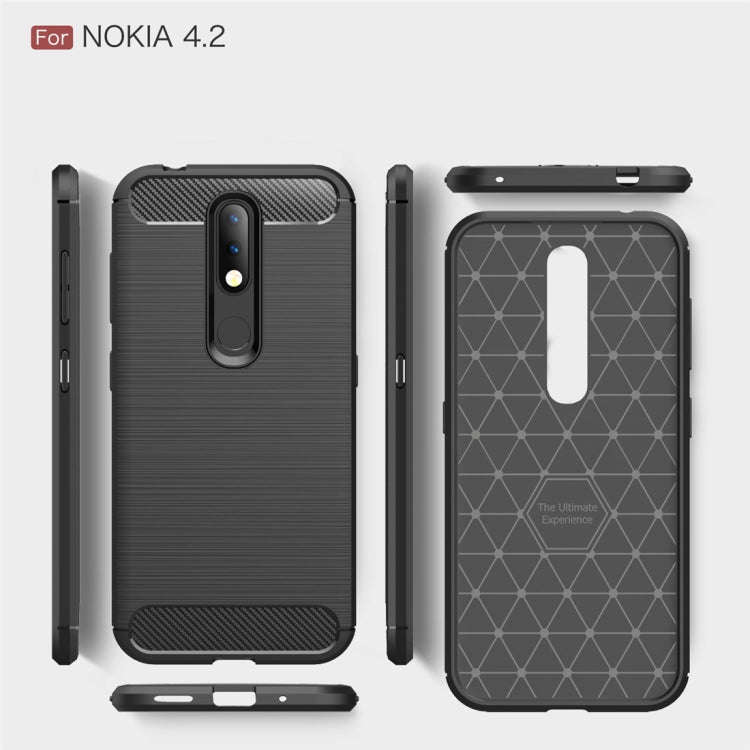 Brushed Texture Carbon Fiber TPU Case for Nokia 4.2(Navy Blue)