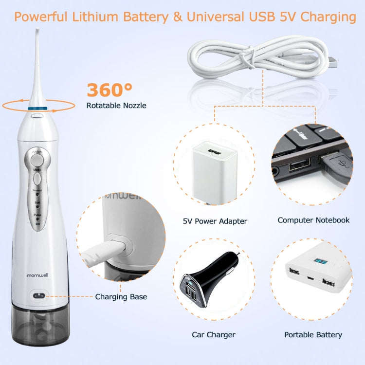 Mornwell D52 USB-Rechargeable Water Flosser IPX7 Waterproof Oral Irrigator