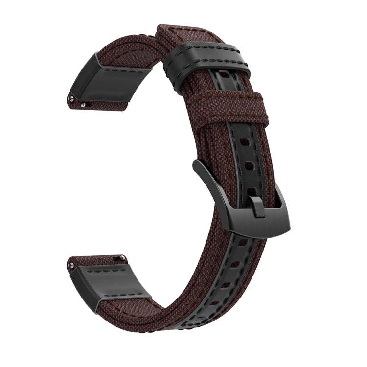Canvas and Leather Watch Band for Samsung Gear S2/Galaxy Active 42mm, Wrist Strap Size:135+96mm(B...