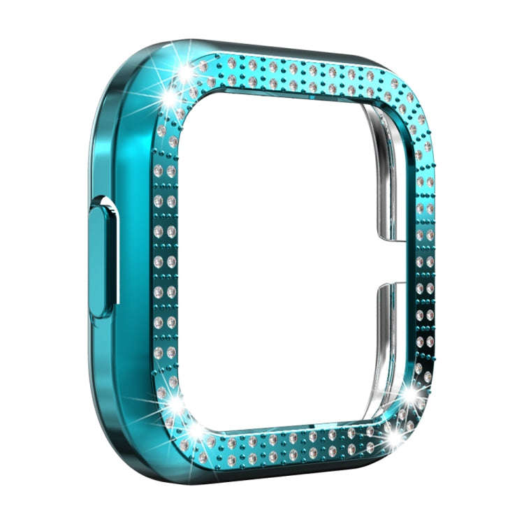 For Fitbit versa 2 PC Double-row Diamond-encrusted Protective Shell(Rock teal)