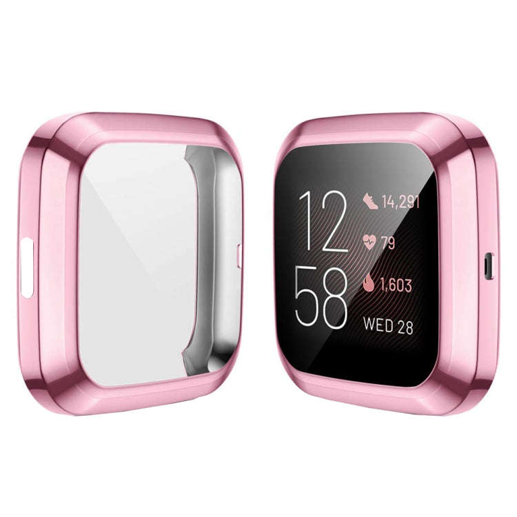 For Fitbit versa 2 Plating TPU All-inclusive Protective Shell(Pink)