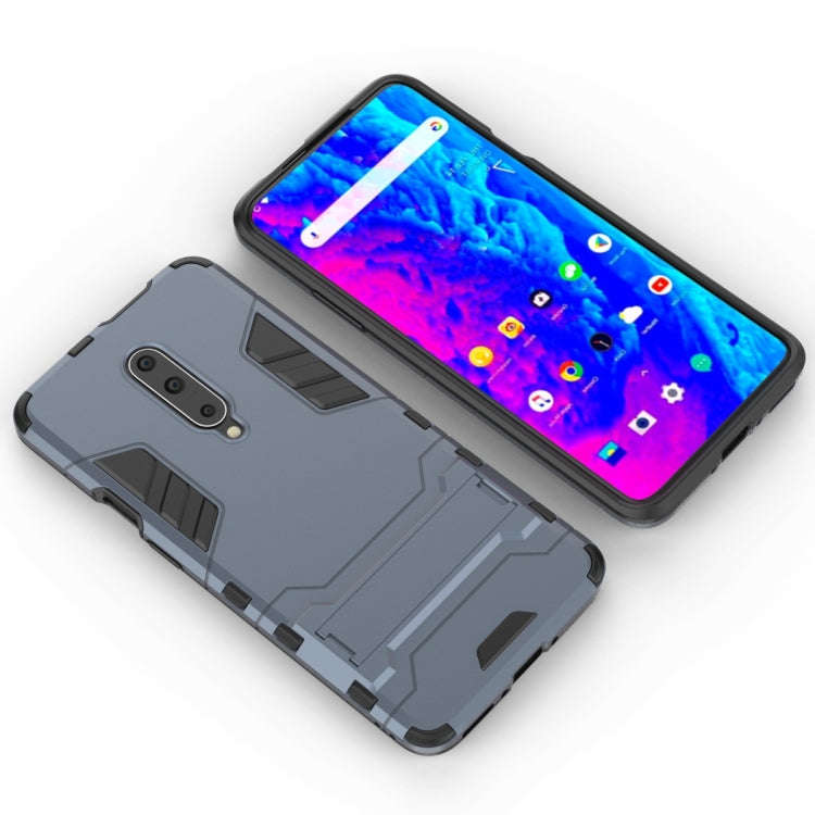 Shockproof PC + TPU Case for OnePlus 7 Pro, with Holder(Navy Blue)