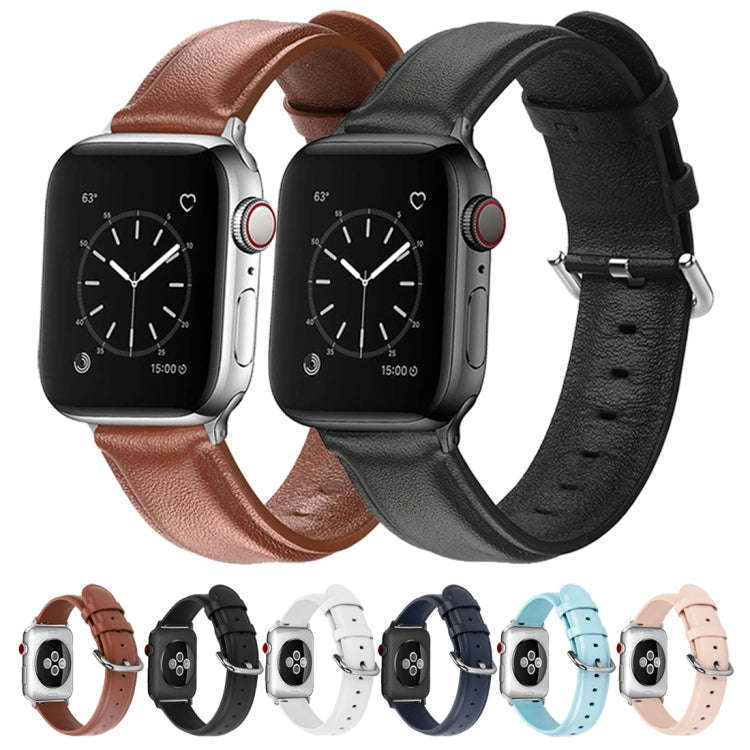 For Apple Watch Series 5 & 4 44mm 3 & 2 & 1 42mm Round Hole Leather Strap(Brown)