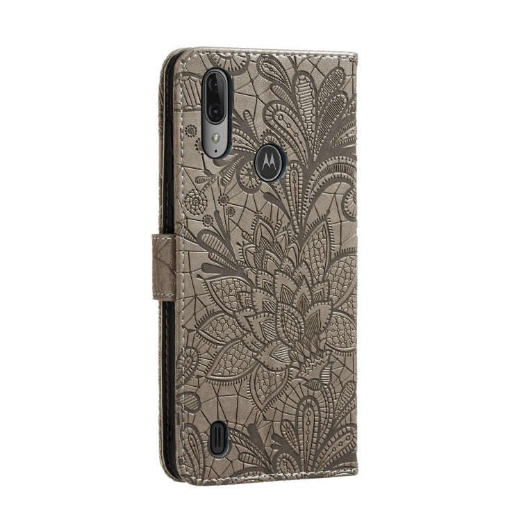 For Motorola Moto E6S 2020 Lace Flower Embossing Pattern Horizontal Flip Leather Case , with Hold...