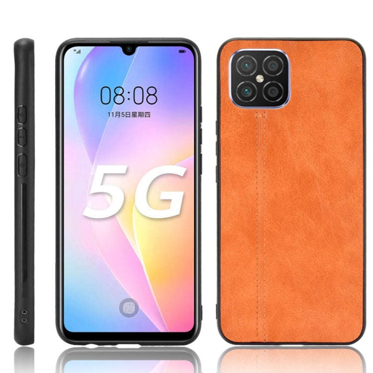 For Huawei nova 8 SE Shockproof Sewing Cow Pattern Skin PC + PU + TPU Case(Orange)