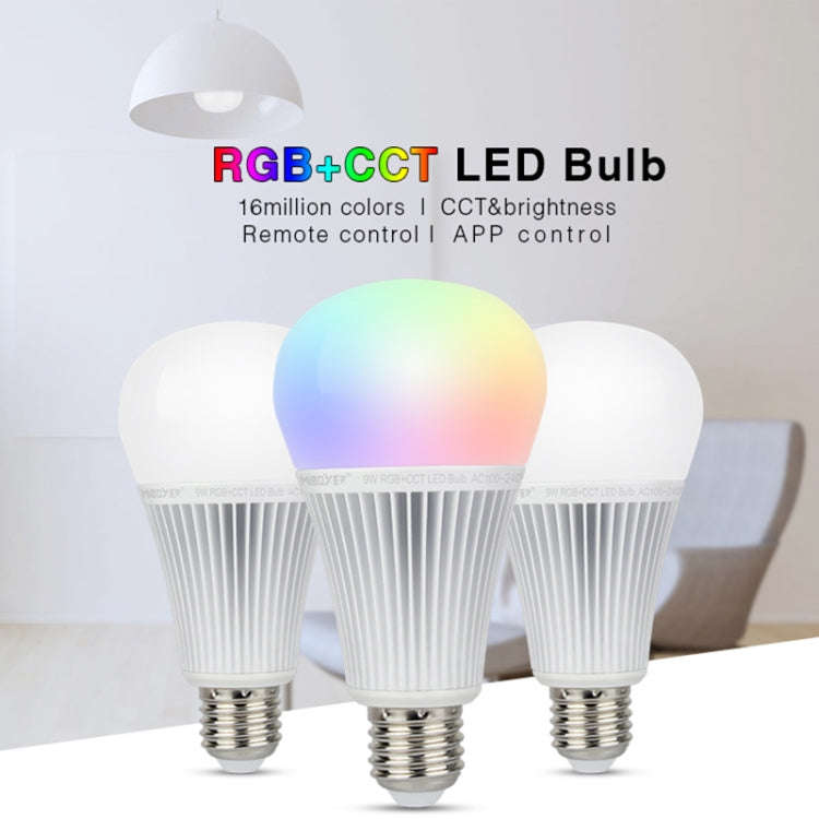 FUT012 E27 9W RGB + CCT LED Bulb Light 100V-240V Full Color Remote Control Smart Bulb WiFi 2.4G W...