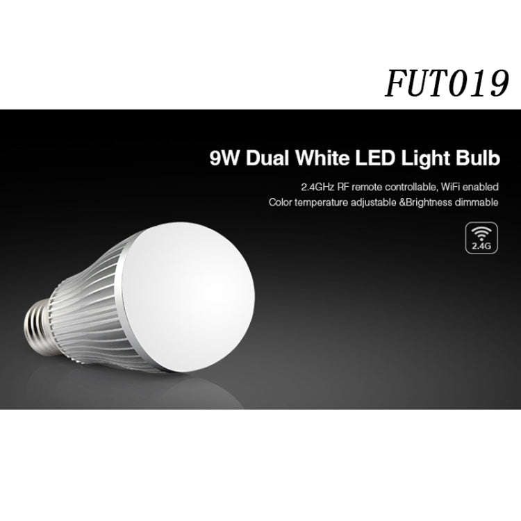 FUT019 9W Dual White LED Bulb 2.4GHZ RF Controllable Wifi Enabled CCT Adjustable Brightness Dimmi...