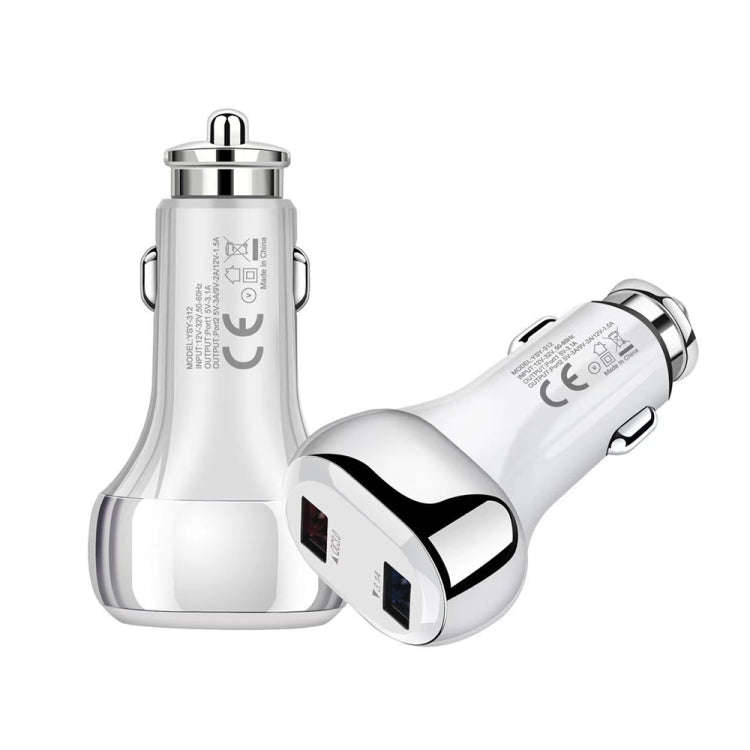 YSY-312 2 in 1 18W Portable QC3.0 Dual USB Car Charger + 1m 3A USB to USB-C / Type-C Data Cable S...