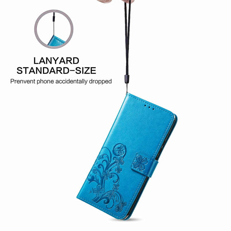 For Xiaomi Redmi Note 10 4G Four-leaf Clasp Embossed Buckle Mobile Phone Protection Leather Case ...