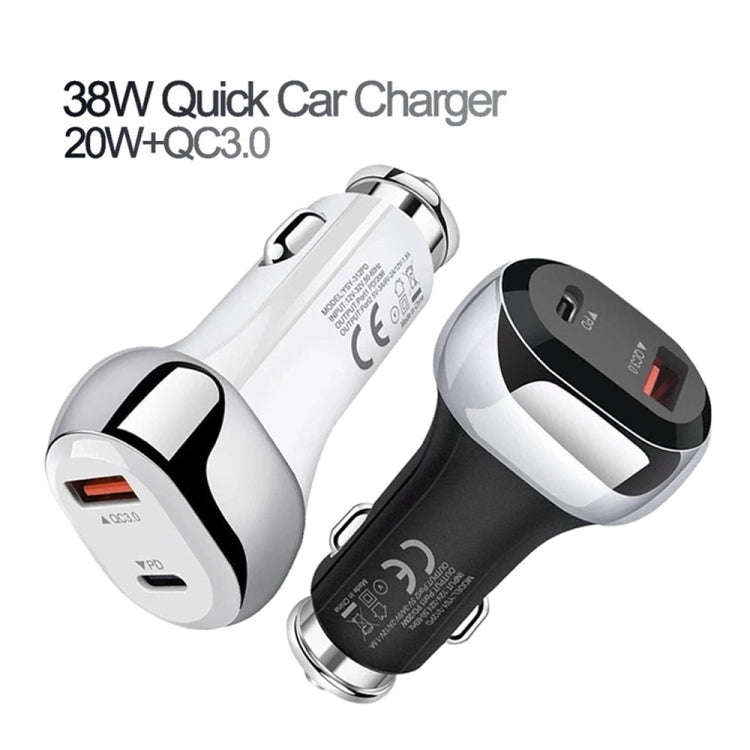 YSY-312PD QC3.0 18W USB + PD 20W USB-C / Type-C Car Charger with USB to Micro USB Data Cable(Black)