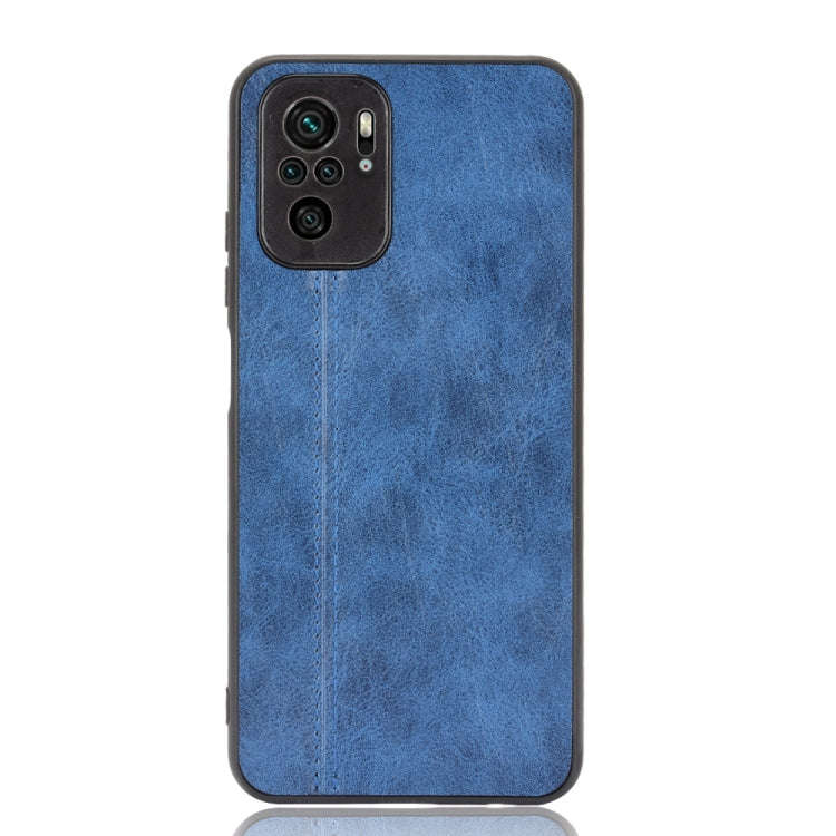 For Xiaomi Redmi Note 10 4G / Note 10S Shockproof Sewing Cow Pattern Skin PC + PU + TPU Case(Blue)