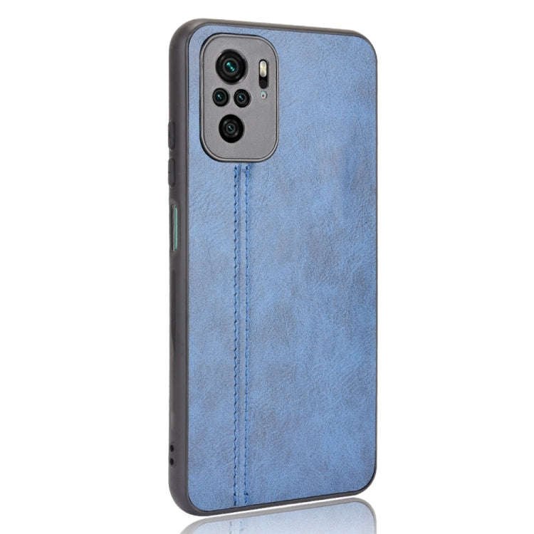 For Xiaomi Redmi Note 10 4G / Note 10S Shockproof Sewing Cow Pattern Skin PC + PU + TPU Case(Blue)