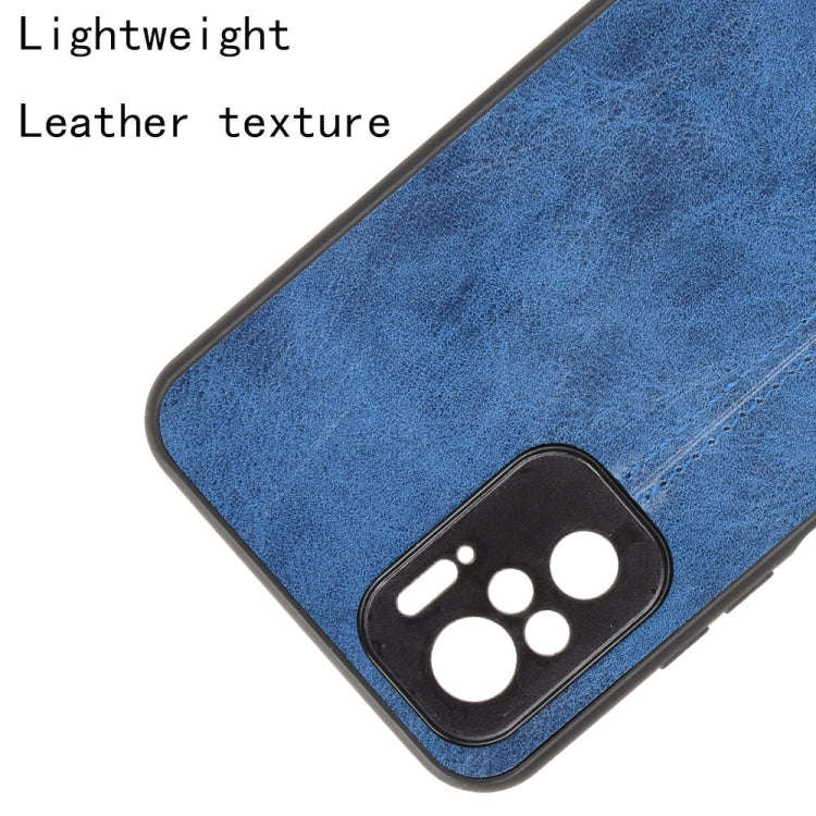 For Xiaomi Redmi Note 10 4G / Note 10S Shockproof Sewing Cow Pattern Skin PC + PU + TPU Case(Blue)