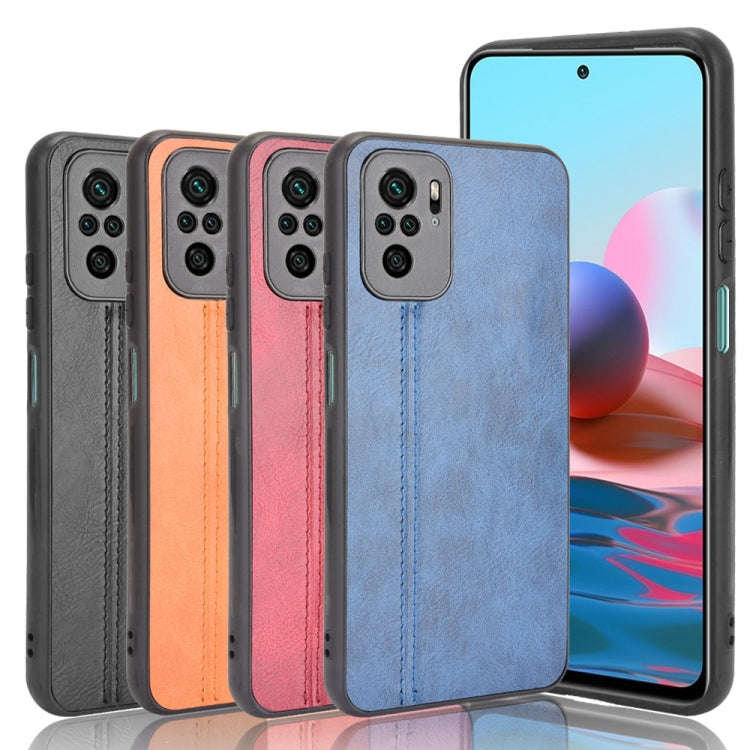 For Xiaomi Redmi Note 10 4G / Note 10S Shockproof Sewing Cow Pattern Skin PC + PU + TPU Case(Blue)