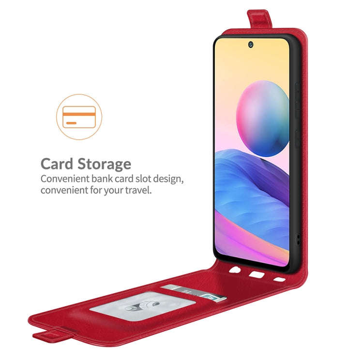 For Xiaomi Redmi Note 10 5G R64 Texture Single Vertical Flip Leather Protective Case with Card Sl...