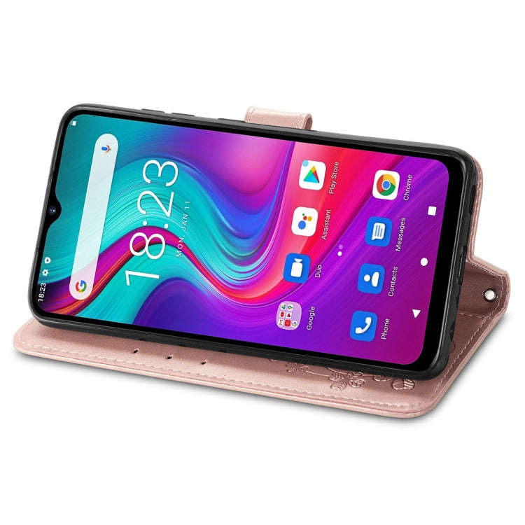 For  Doogee X96 Pro Four-leaf Clasp Embossed Buckle Mobile Phone Protection Leather Case with Lan...